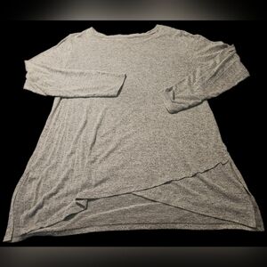 Cuddl Duds Women's Light Gray SoftKnit Long Sleeve Crossover Tunic